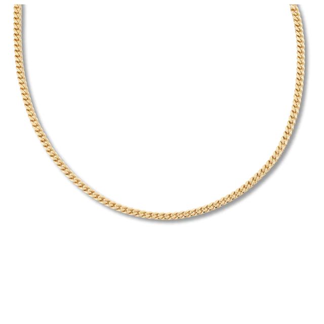 Hollow Curb Chain Necklace 10K Yellow Gold 16"