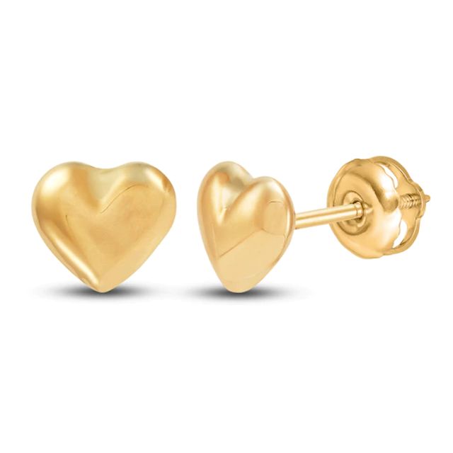 Children's Heart Stud Earrings 14K Yellow Gold