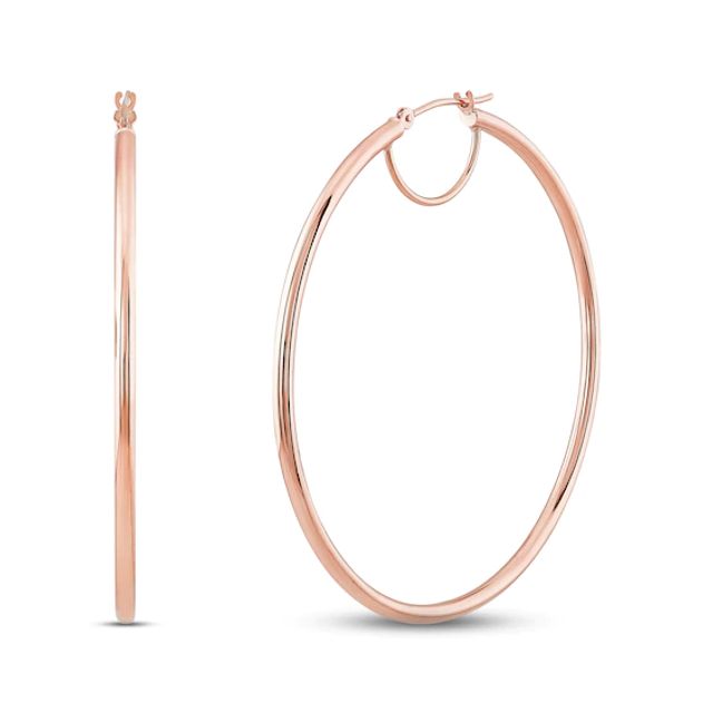 Tube Hoop Earrings 10K Rose Gold 50mm