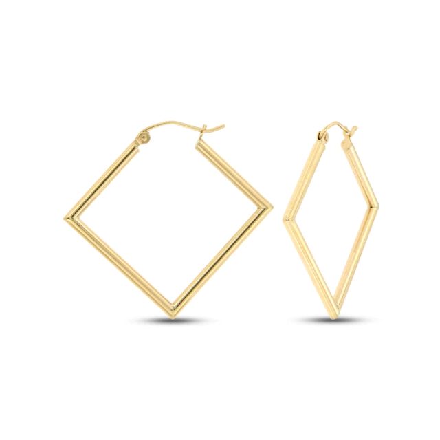 Square Tube Hoop Earrings 10K Yellow Gold