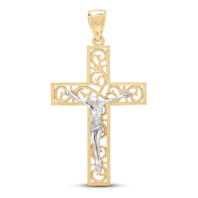 Crucifix Pendant 10K Two-Tone Gold