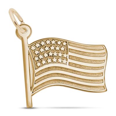 USA Flag Charm 14K Yellow Gold