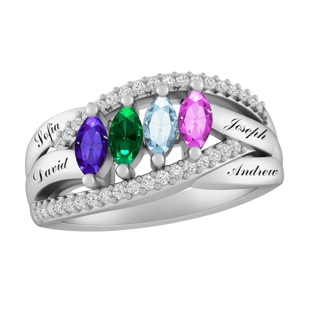 Color Stone Family Ring