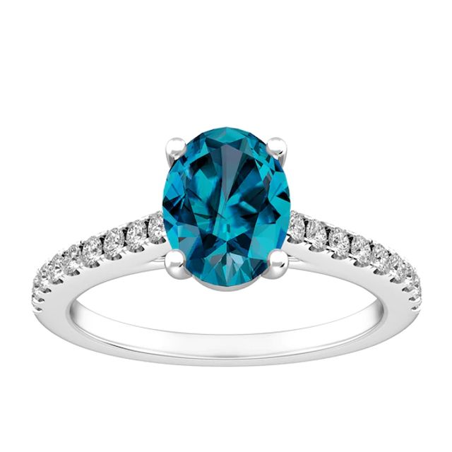 London Blue Topaz and White Topaz Fashion Ring Sterling Silver