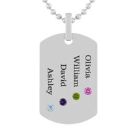 Silver Color Stone Family Dog Tag Necklace