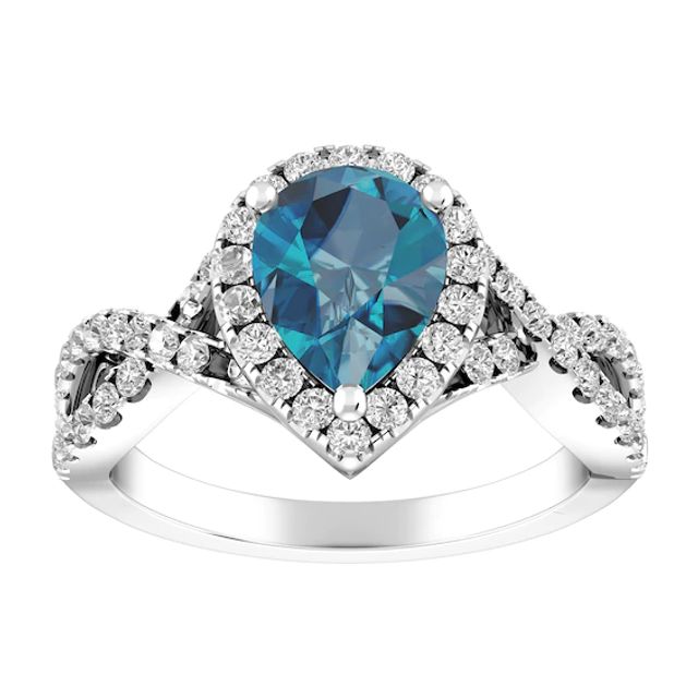 London Blue Topaz and White Topaz Fashion Ring Sterling Silver