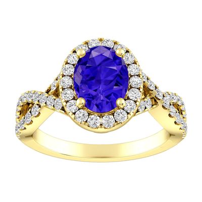 Tanzanite and White Topaz Fashion Ring 10K Yellow Gold