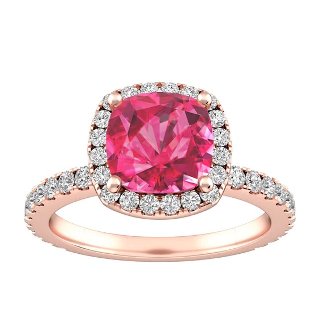 Pink Tourmaline and White Topaz Fashion Ring 10K Rose Gold