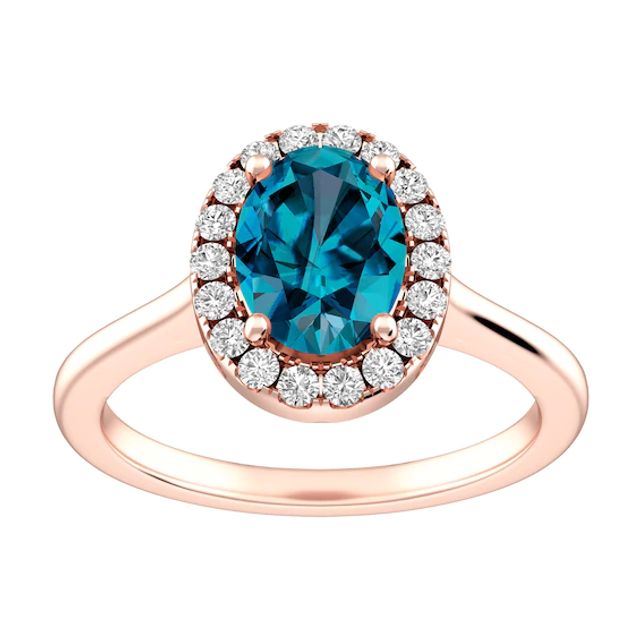 London Blue Topaz and White Topaz Fashion Ring 10K Rose Gold