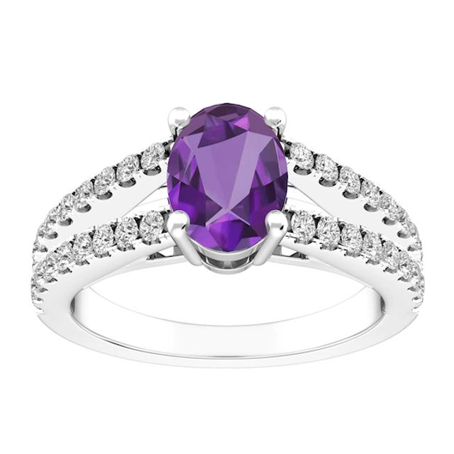 Amethyst and White Topaz Fashion Ring Sterling Silver