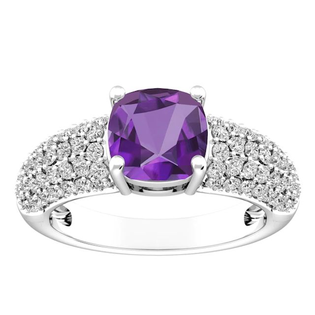 Amethyst and White Topaz Fashion Ring Sterling Silver