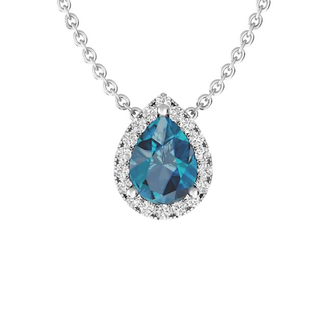 London Blue Topaz and White Topaz Fashion Pendant Sterling Silver