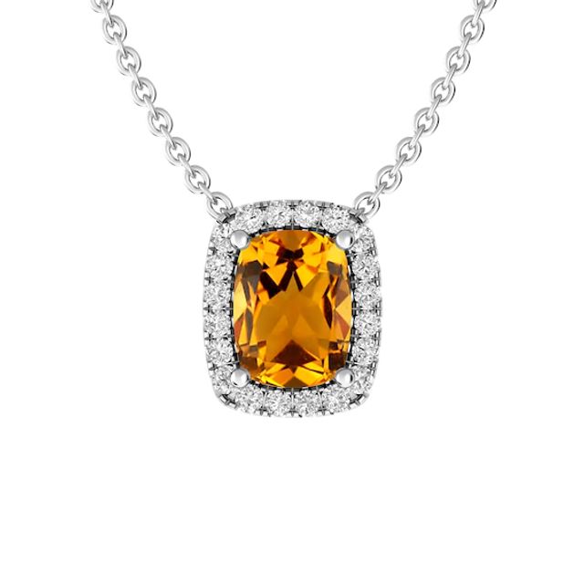 Citrine and White Topaz Fashion Pendant Sterling Silver