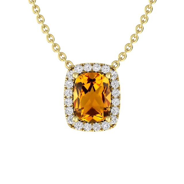 Citrine and White Topaz Fashion Pendant 10K Yellow Gold