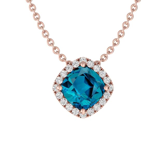 London Blue Topaz and White Topaz Fashion Pendant 10K Rose Gold