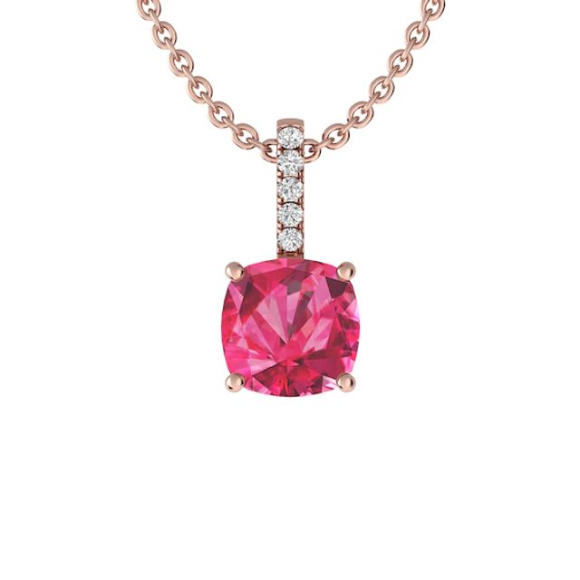 Pink Tourmaline and White Topaz Fashion Pendant 10K Rose Gold