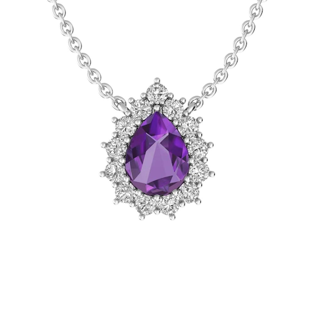 Amethyst and White Topaz Fashion Pendant Sterling Silver