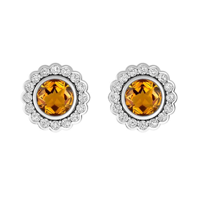 Citrine and White Topaz Fashion Earrings Sterling Silver