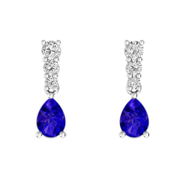 Tanzanite and White Topaz Fashion Earrings Sterling Silver