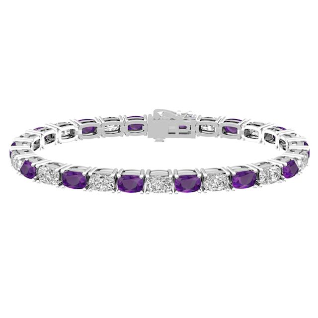 Amethyst and White Topaz Fashion Bracelet Sterling Silver