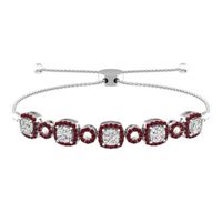 White Topaz and Garnet Fashion Bracelet Sterling Silver