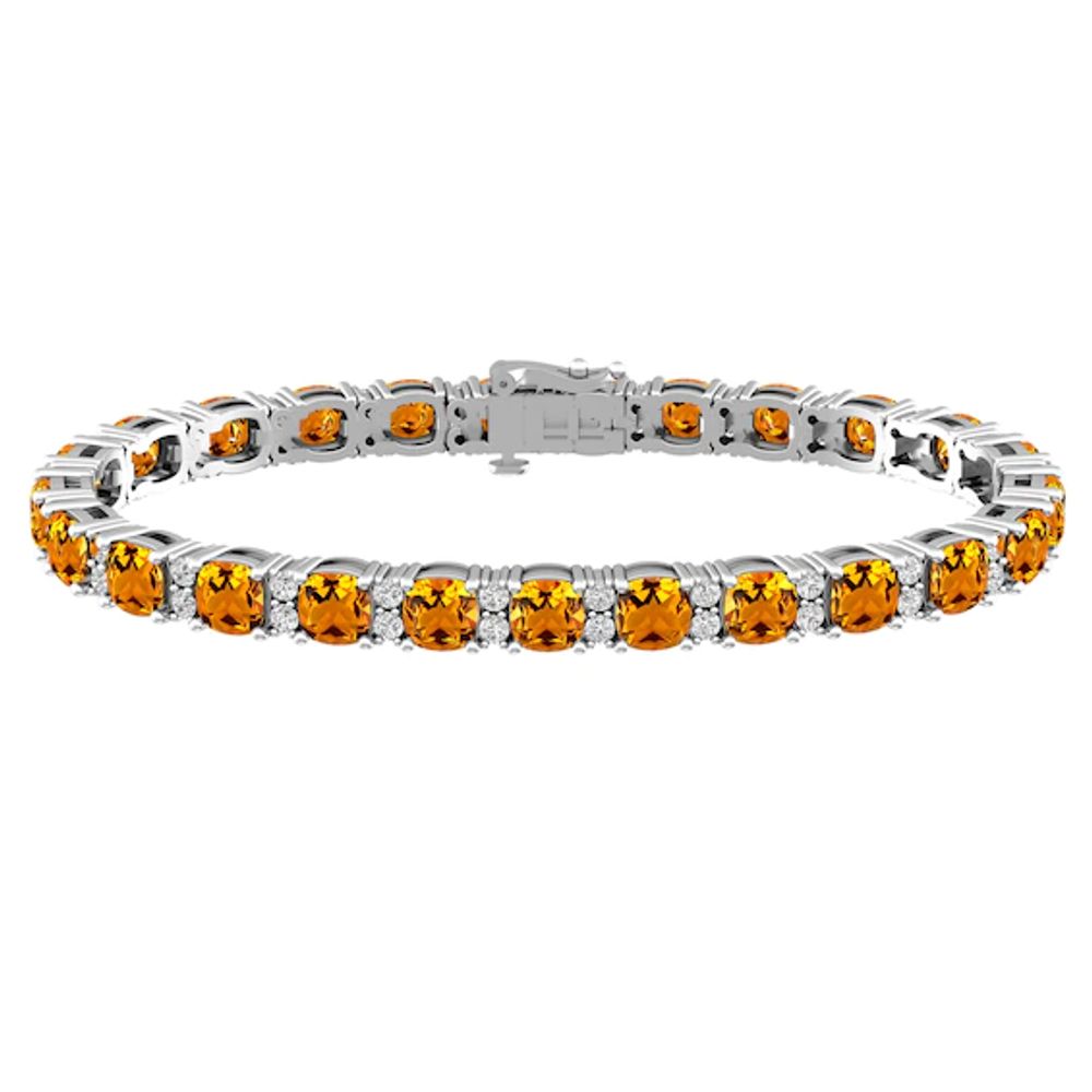 Citrine and White Topaz Fashion Bracelet Sterling Silver