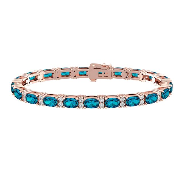 London Blue Topaz and White Topaz Fashion Bracelet 10K Rose Gold