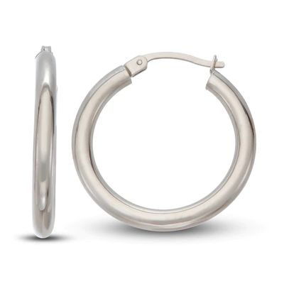 Hoop Earrings Sterling Silver 3x25mm