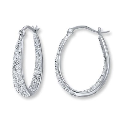 Crystal Hoop Earrings Sterling Silver