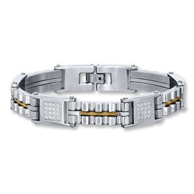 Men's Bracelet Cubic Zirconia Stainless Steel