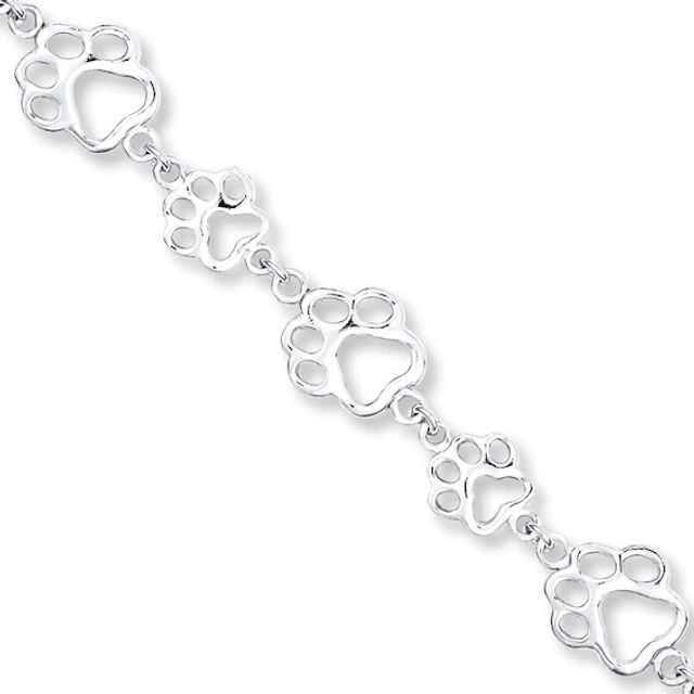 Paw Print Bracelet Sterling Silver 7.5"