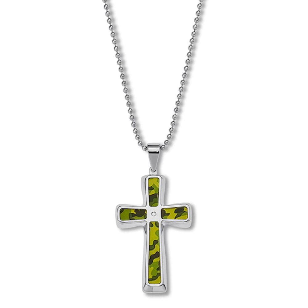 Men's Camouflage Cross Necklace Stainless Steel