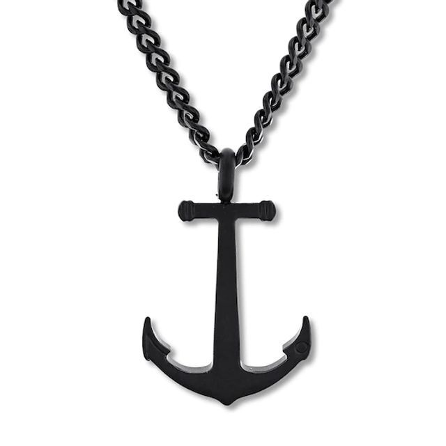 Diamond Anchor Necklace 1/10 ct tw 10K Two-Tone Gold 18