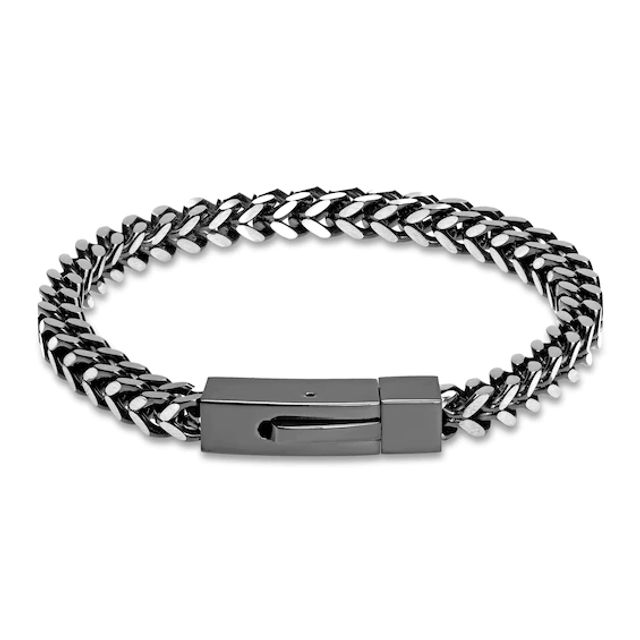 Franco Chain Bracelet Black Ion Plating Stainless Steel 9"