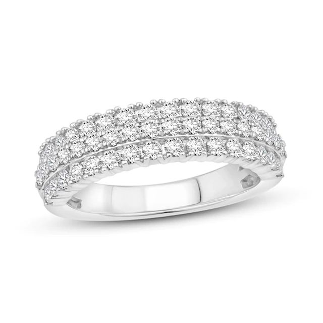 Diamond Anniversary Ring 1 ct tw Round-cut 10K White Gold