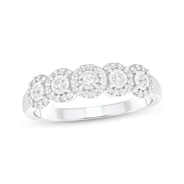 Round-Cut Diamond Five-Stone Anniversary Band 1/4 ct tw 10K White Gold