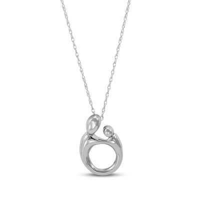 Mother & Child Necklace 10K White Gold 18"