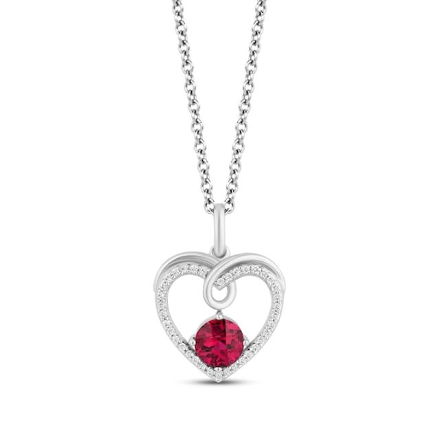 Hallmark Diamonds Lab-Created Ruby Heart Necklace 1/10 ct tw Sterling Silver 18"