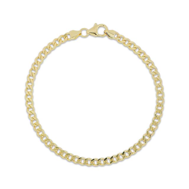 Small-Link Semi-Solid Curb Chain Bracelet 3.6mm 14K Yellow Gold 7.5”