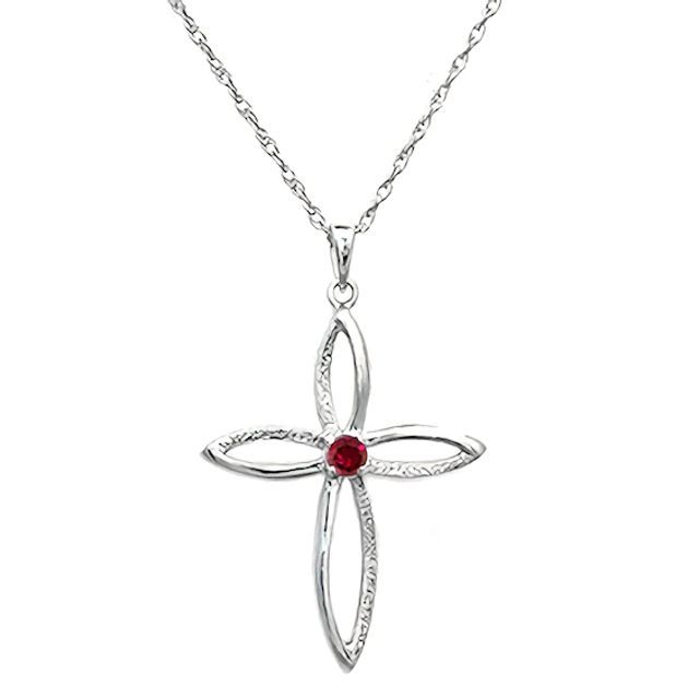 Birthstone Cross Necklace