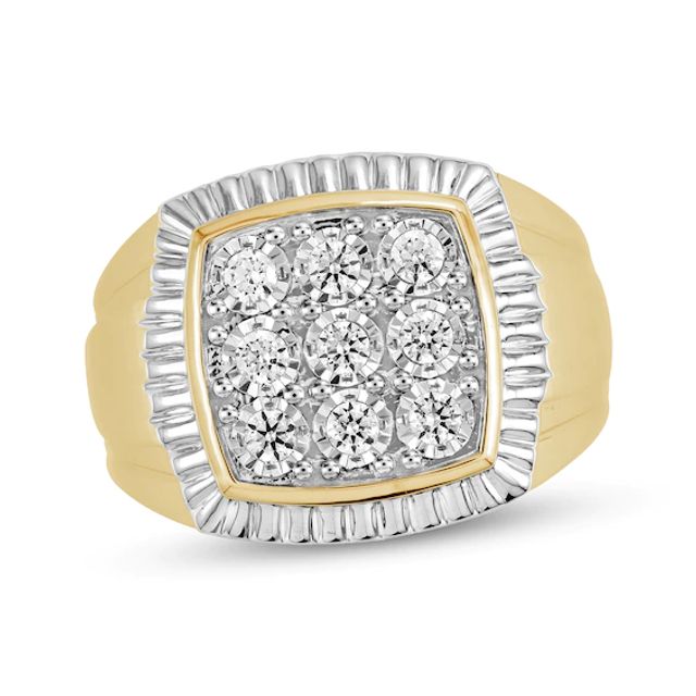 Men's Diamond Cushion Ring 1/2 ct tw Round-cut 10K Yellow Gold