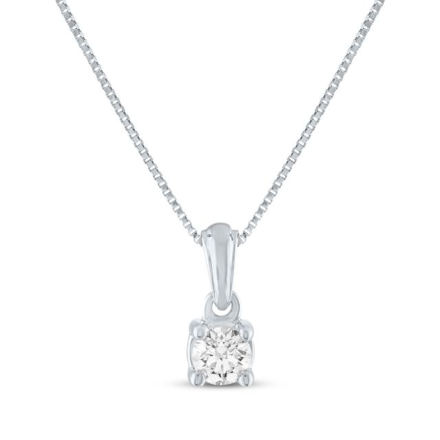 Diamond Solitaire Necklace 1/4 ct tw 14K White Gold 18" (J/I1)