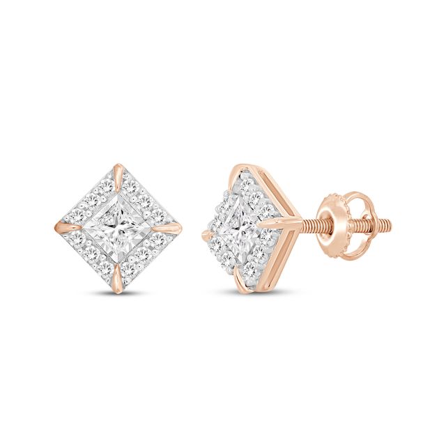 Princess-Cut Diamond Stud Earrings 3/8 ct tw 10K Rose Gold