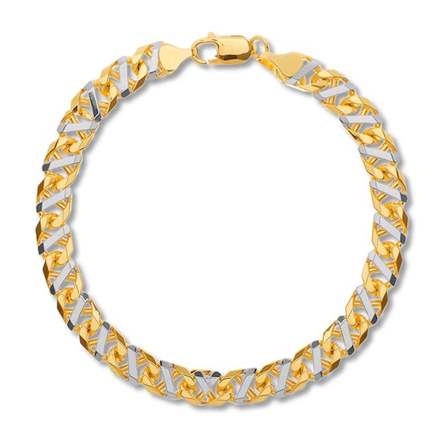 Solid Link Bracelet 14K Two-Tone Gold 8.5"