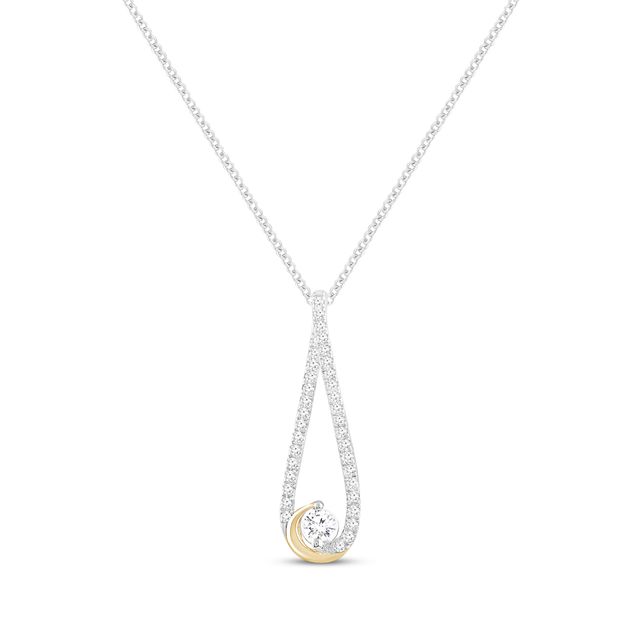 Diamond Teardrop Necklace 1/4 ct tw 10K Two-Tone Gold 19”