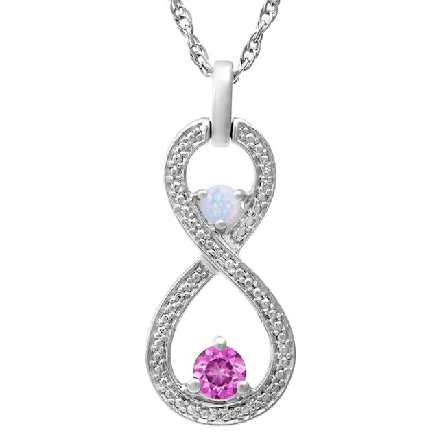 Birthstone Couple's Infinity Necklace (2 Stones)