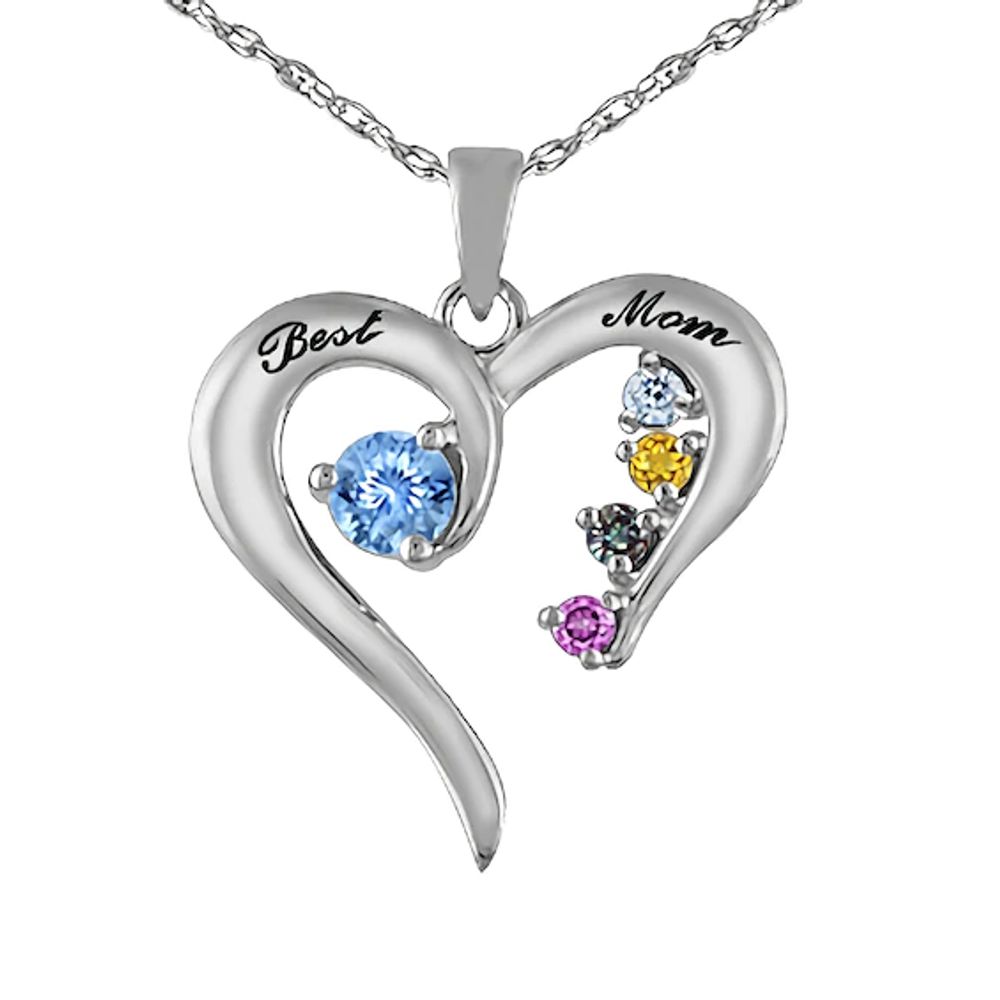 kay color stone family heart necklace