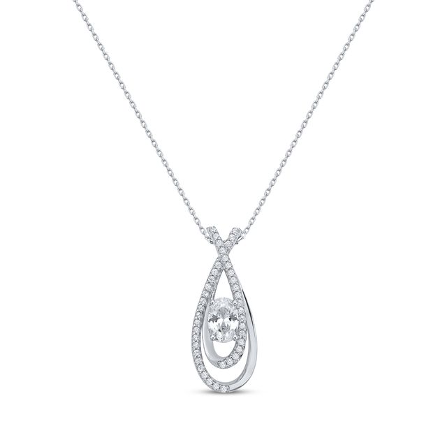 Lab-Created Diamonds by KAY Oval-Cut Overlapping Teardrop Necklace 1/2 ct tw 14K White Gold 18"