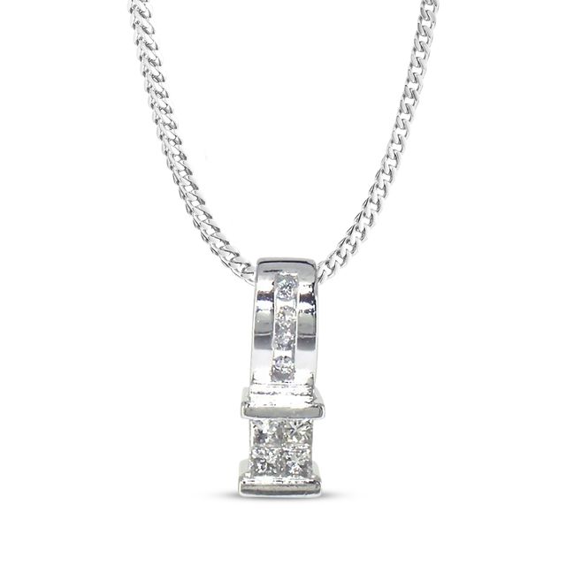 Previously Owned Diamond Necklace 1/4 ct tw Princess & Round-cut White Gold 18"