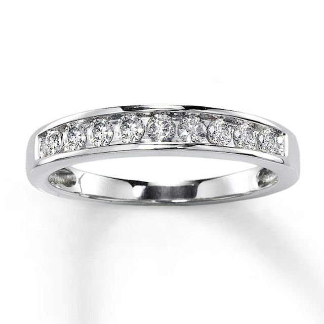 Previously Owned Wedding Band 3/8 ct tw Round-cut Diamonds 14K White Gold